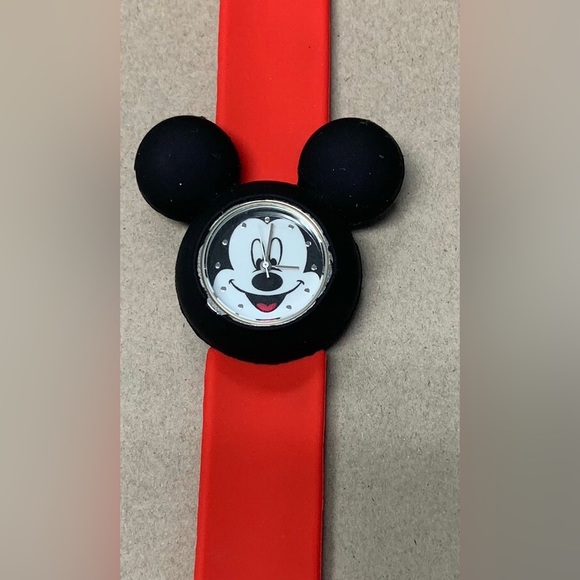 New Mickey Mouse Disney snap slap band watch red black - Picture 1 of 5